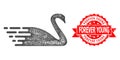 Scratched Forever Young Stamp Seal and Network Swan Icon Royalty Free Stock Photo