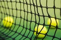 Net of tennis in green court Royalty Free Stock Photo