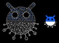 Hatched Virus Bot Web Mesh Icon with Glare Light Spots