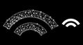 Net WiFi Waves Mesh Icon with Constellation Light Spots
