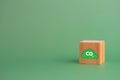 Net zero and carbon credit with wood cube block icon co2 eco on green background