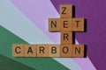 Net Zero Carbon crossword on purple and green