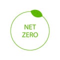 Net zero, carbon neutral sign. Round icon, label with leaf. Vector design Royalty Free Stock Photo