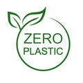 Net zero plastic icon, zero plastic badge green product label, free plastic 100 percent concept - vector