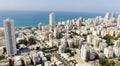 Netanya  Israel from a bird\'s eye view. Top-down view of the city during the Yom Kippur holiday Royalty Free Stock Photo