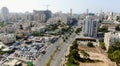Netanya  Israel from a bird\'s eye view. Top-down view of the city during the Yom Kippur holiday Royalty Free Stock Photo