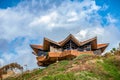 14/12/2018 Netanya, Israel, an extremely impressive house in the shape of a star on a green hill