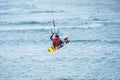 12/18/2018 Netanya, Israel, kitesurfing jumping over a surface of the Mediterranean sea