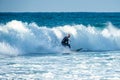 12/18/2018 Netanya, Israel, the surfer rides on the wave and perform tricks on a wave