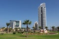 Netanya, Isrel August-2018. View to Hotels and Monument in Memorial complex