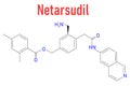 Netarsudil drug molecule. Used in treatment of ocular hypertension and glaucoma. Skeletal formula.