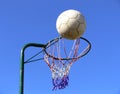 Netball basket and ball Royalty Free Stock Photo