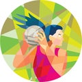 Netball Player Ball Rebound Low Polygon Royalty Free Stock Photo