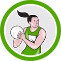 Netball Player Catching Ball Circle Cartoon Royalty Free Stock Photo