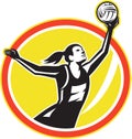 Netball Player Catching Ball Retro Royalty Free Stock Photo