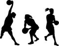 Netball players silhouette Royalty Free Stock Photo