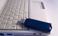 Netbook keyboard and pendrive Royalty Free Stock Photo