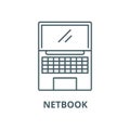 Netbook vector line icon, linear concept, outline sign, symbol