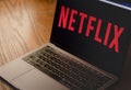 Netflix logo on laptop screen photograph