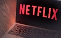 Netflix logo on laptop screen photograph