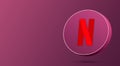 Netflix logo minimal design on the round button 3d render. Social media icon