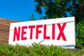 Netflix sign at company headquarters in Silicon Valley