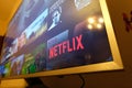 Netflix television screen with popular series choice. Movies,