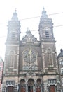 Netherland historical and modern buildings along the Amsterdam river canal