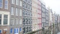 Netherland historical and modern buildings along the Amsterdam river canal