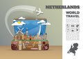 Netherland Landmark Global Travel And Journey Infographic luggage.3D Design Vector Template.vector/illustration. can be used for