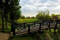 Netherland`s Landscape of an authentic Holland or Dutch village in the distance. Royalty Free Stock Photo