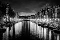 Amsterdam black and white, holland ,Netherland , night Royalty Free Stock Photo