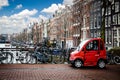 Amsterdam , holland ,Netherland , daylight , red car
