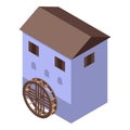 Netherland water mill icon, isometric style