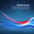Netherlands abstract flag background. Blurred pattern of light colors lines of the dutch flag in the blue sky, business brochure