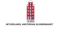Netherlands, Amsterdam, Bloemenmarkt, travel landmark vector illustration Royalty Free Stock Photo