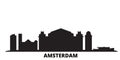Netherlands, Amsterdam city skyline isolated vector illustration. Netherlands, Amsterdam travel black cityscape Royalty Free Stock Photo