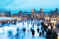 The Netherlands, Amsterdam - December 18 2018: winter ice rink in Amsterdam on the museum square