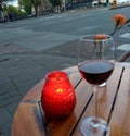 Netherlands, Amsterdam, 196 Herengracht, Il Panorama, wine glass and candle