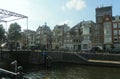 Netherlands, Amsterdam, Kadijksplein, view of houses on the waterfront Royalty Free Stock Photo