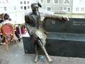 Netherlands, Amsterdam, 12 Oudezijds Voorburgwal, bronze Statue of Major Bosshardt Royalty Free Stock Photo