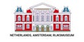 Netherlands, Amsterdam, Rijksmuseum, travel landmark vector illustration Royalty Free Stock Photo