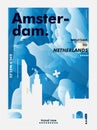 Netherlands Amsterdam skyline city gradient vector poster