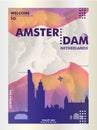 Netherlands Amsterdam skyline city gradient vector poster