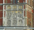 Netherlands, Amsterdam, Stationsplein, Amsterdam Centraal Station, bas-relief on the facade of the building