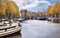Netherlands Amsterdam. View at river Amstel