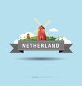 Netherlands, Amsterdam, windmill, destination, travel, city scape, typography