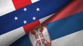 Netherlands Antilles and Serbia two flags textile cloth, fabric texture