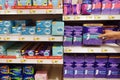 Feminine products in a store