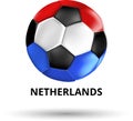 Netherlands card with soccer ball in colors of national flag.